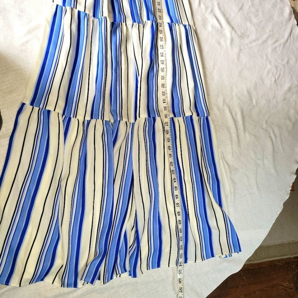 Melonie Blue Cream Striped Maxi Dress Size 2 NWT - Picture 6 of 6